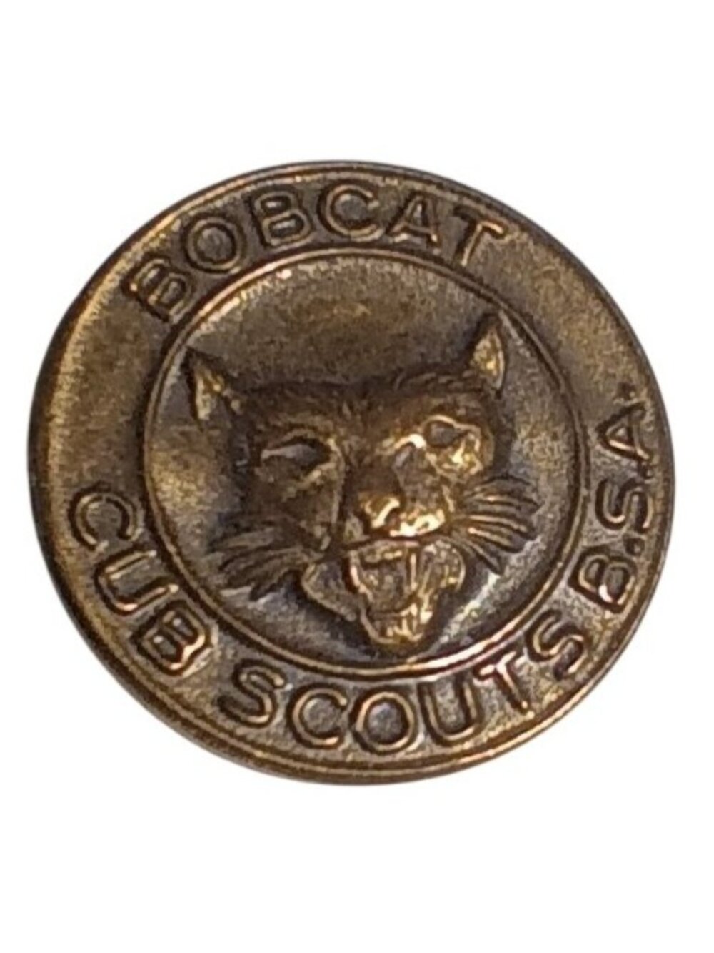 Vintage Bobcat Cub Scouts BSA Pinback Button - Bronze